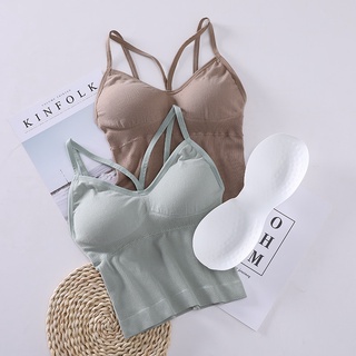Vest ladies underwear seamless bra wrap top with chest pad (2)