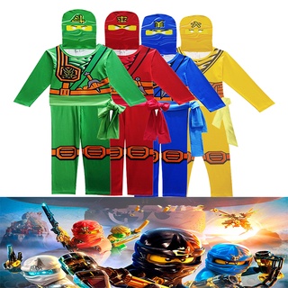 Lego Fantasma Menino Ninja Traje Fantasia Das Crianças Party Dress Up Halloween Cosplay Superhero Jumpsuit Set Spot