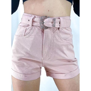 Shorts coloridos com cinto feminina/jeans/ preto (2)