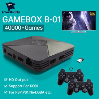 Powkiddy B01 Caixa De Jogo Android 9.1 Console De Vídeo Game Família 4K HD Retro TV Máquina Vara Jogador Do Jogo Com 2 Controladores