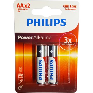 Cartela de Pilhas 1.5V Modelo 2AA com 2 Unidades Philips Power Alkalina