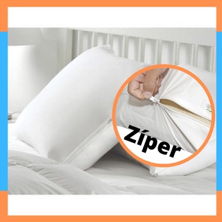 Capa Travesseiro Anti-Ácaro com Ziper Fronha protetora Polipropileno Branco