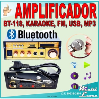 Amplificador Modulo Bluetooth Áudio Digital Potência Alta Qualidade BT-118 (1)