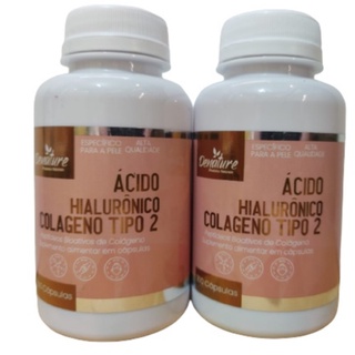 Acido Hialuronico Colageno Tipo 2 100 cápsulas Pele Firme Com Vitamina C 1 frascos Denature (2)