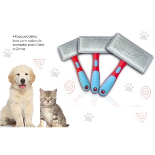 Escova Pet Rasqueadeira Luxo com Cerdas de Aço e Cabo de Borracha para Cães e Gatos Original American Pets