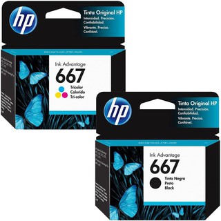 KIT CARTUCHO HP 667 PRETO + 667 COLORIDO 100% Original Deskjet Ink Advantage 2376; Deskjet Ink Advantage 2776; Deskjet Ink Advantage 6476