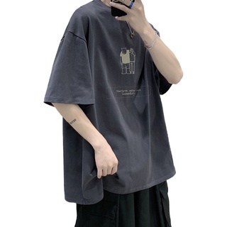 Camiseta Masculina De Mangas Curtas Folgada Estilo Coreano De Manga Curta (6)