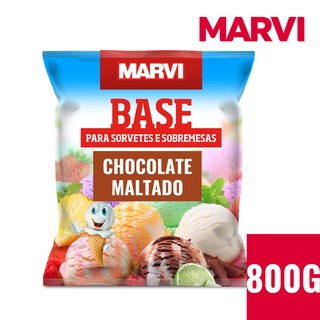 BASE PARA SORVETE SABOR CHOCOLATE MALTADO MARVI 800g Para Sorvetes, Geladinho, Chup-Chup
