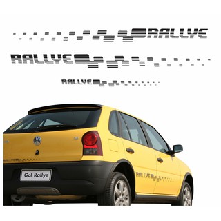 ADESIVO FAIXAS LATERAIS E TRASEIRA VW GOL RALLYE 2008 PRETO DX17