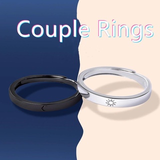 Conjunto de anéis de casal moda sol lua joias ajustáveis para amantes elegantes anéis abertos acessórios para presente casual