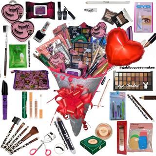 Buquê de maquiagem kit completo+ balão em formato de coração | promoção | presente | namorados | dia dos namorados
