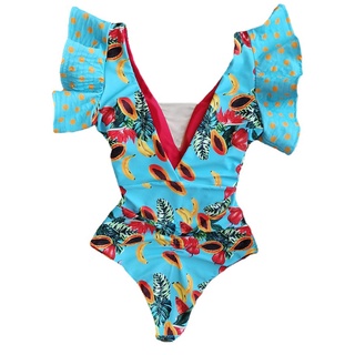 Ace Babados Pescoço Das Mulheres Lace Up One Piece Swimsuit 2022 Beach Wear Menina (3)