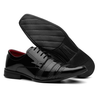 Sapato Social Casual Sapato Masculino Confortável Sapato Preto Verniz- Envio Imediato (1)
