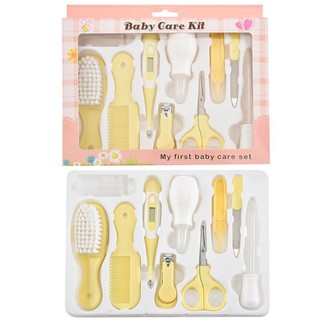 10pcs Newborn Baby Health Care Set Nail Hair Brush Thermometer Kids Grooming Kit (1)