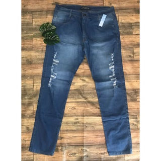 Calça jeans masculina destroid com elastano