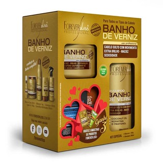 Kit Especial Banho de Verniz Forever Liss com Shampoo 300ml Máscara 250g + Sachês