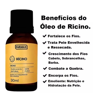 Oleo Capilar Ricino Crescimento capilar Natural 100% Puro Farmax 30ml (2)