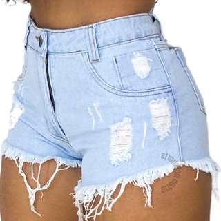 Short Jeans Feminino Cintura Alta Destroyed (1)