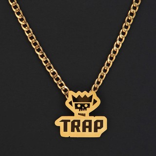 Free Fire Necklace “Trap” Pattern Golden Cool Hip Hop Funky Punk 60cm+5cmTail Chain (2)