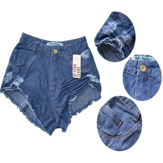 Kit 3 Shorts Jeans Feminino Cintura Alta Destroyed Curto (3)