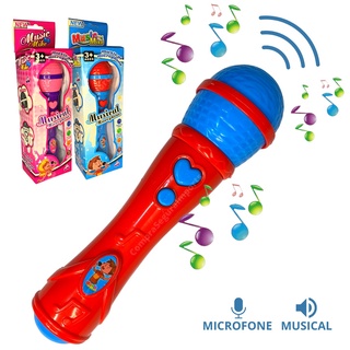 Brinquedo Microfone Infantil Com Som E Reproduz A Voz Menino Menina