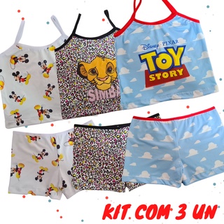 Kit com 3 Pijama baby doll camisete infantil conforto atacado promocao melhor preco (1)