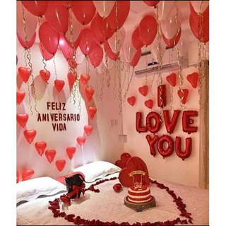 Kit Romântico Dia Dos Namorados Noivado Casamento Pétalas + 500 Pétalas + 08 Balões Coração e Letra + Fitilho FMY
