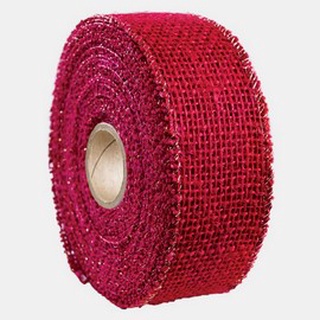 Fiita de juta colorida vermelha com borda lurex, fita juta 3cmx9,5m, juta artesanato, decoração, embalagem, laços, presentes, embrulhos