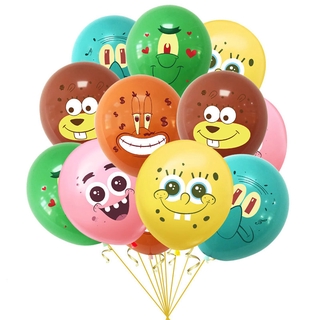 10pcs Balões De Látex Menino Menina Dos Desenhos Animados Bob Esponja Sorriso Aniversário Decoração Do Partido Balão Spong Combinação Bebê Chuveiro
