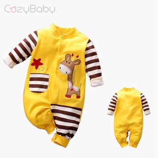 Moda Bebê Menino Infantil Roupas Bebê Girafa Design De Impressão Bolso Romper Macacão Recém-Nascido
