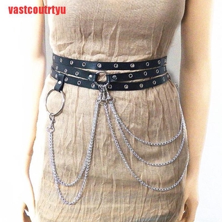 (KTMSS)Multi-layer Faux Leather Belt Metal Chain Waist Belt Punk Gothic Body Jewelry (3)