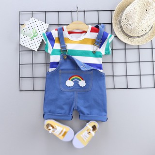 2pcs/set Summer Baby Boys Clothes Set Cartoon Toddler Baby Infant Girls T-shirt+Bib Pants Kids Clothing Sets (3)