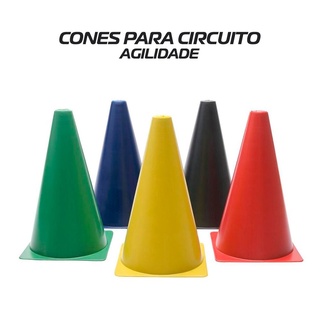 Kit 5 Cones Coloridos para Circuito Liso Treino Agilidade Funcional Sinalização Esportiva