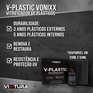 V-Plastic 20ml Vonixx Vitrificador de Plásticos Coat Coating Plástico Vplastic 20 ml