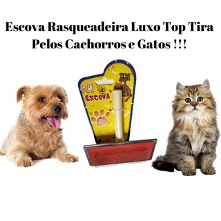 Escova Rasqueadeira Luxo Top Tira Pelos Cachorro Cães Gatos Gato M, Desembolador PET, Escova para animal cachorro caes, Eficiente removedor de Pelos pra filhote filhotes Shop Dog (1)