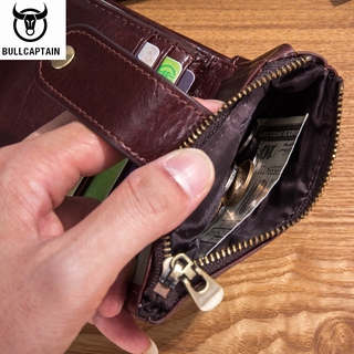 Bolsa Carteira BULLCAPTAIN 08 Genuine Leather Men's Wallet Chain Combination Wallet's (9)