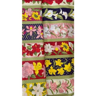 tecido tricoline barrado floral 50cm X 150cm