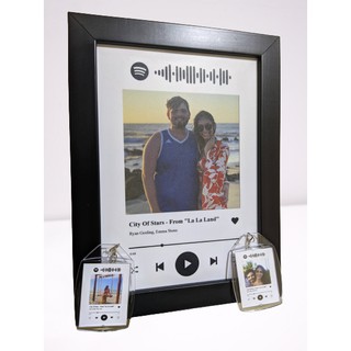 Quadro personalizado com moldura presente spotify com música e foto + 2 Chaveiros - decoração / papel de parede