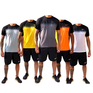 Kit Promoção Camiseta Dryfit Nike + Bermuda Masculina Nike Tactel P/Academia Corrida Esporte Futebol