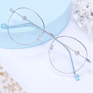 Metal glasses frame fashion blue flat glasses (7)