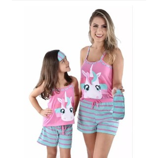 Pijama Filha Unicórnio Com Tapa Olho Excelente Qualidade Longo (2)