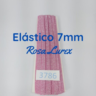 Elástico Lurex chato 7mm rosa o metro 3786 001 - 08Q1