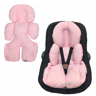 Almofada forro acolchoado para ajustar o bebê em aparelho bebê conforto, cadeirinha e carrinhos 70 cm x 40 cm produto lika baby cor rosa (1)