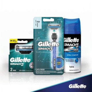 Kit Gillette Mach3 Acqua-grip + 2 Cargas + Gel 72ml Grátis