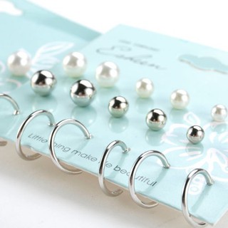 Conjunto De Brincos Femininos Simples De Pérola Com Cristal / Triângulo / Bijuteria Vintage | Women Fashion Simple Pearl Crystal Stud Triangle Bar Earring Set Vintage Jewelry