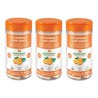 Kit 3x Vitamina C + Zinco (3x 60 cápsulas) - Meissen