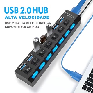Hub Usb 2.0 7 Portas Pen Drive Teclado 480mbps Hd (1)