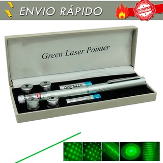 Caneta Laser Pointer Verde Potente 5000mw 5 Pontas Cinza (2)