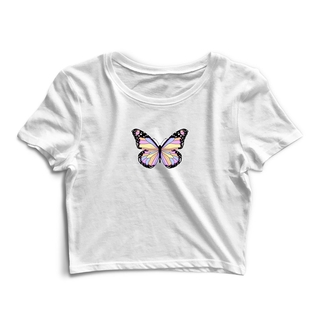 Blusa Blusinha Cropped Tshirt Camiseta Feminina Borboleta (1)