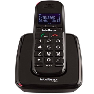 Telefone Intelbras sem Fio Digital Preto - TS63V